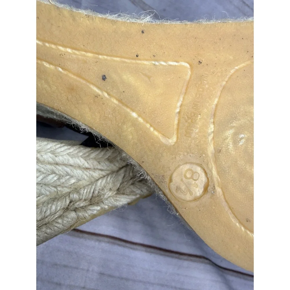 Brooks Brothers Espadrille Wedge Sandals Canvas Leather Ankle Strap Size 8.5